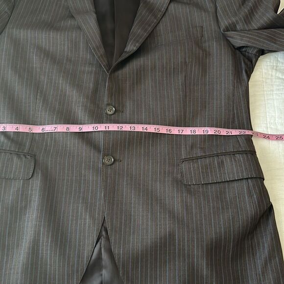Peter Millar Sport Coat Mens Size 46L Brown Blue Stripe Blazer Jacket 100% Wool - Picture 9 of 16